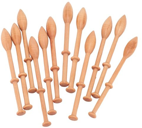 Kit de Dentelle aux Fuseaux, 12 Pièces, Outil de Tissage D'aiguilles à Tricoter, 3,9 Pouces en Bois Antique Vintage Artisanal Français, Outils de Tissage en Bois tourné pour