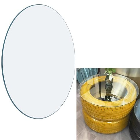 SXKJQER Rond Vitre Plaque Plateau De Table Transparent, Plateau Rond De Table en Verre Trempé Ø36-100cm, Verre Sûr, Résistant Aux Rayures, pour Tables À Manger Tables Basses(Size:45CM(18INCH))