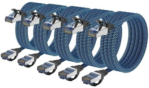 CABNEER Cable Ethernet Cat 8 de 2 Metros 5 Piezas, Cabo Ethernet Cable de Red Trenzado, Cable Lan 40Gbps 2000MHz con Conector RJ45, Alta Velocidad Gigabit RJ45 Cable para Computadora Módem Router