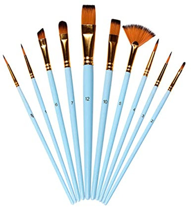 10St Aquarellpinsel Aquarellmalerei Pinsel zum Malen von Kunsthandwerk professionelle Malsets acrylbilder Acrylic Paint ölmalerei Pinsel für Acrylmalerei Pinsel Pinsel hölzern Blue Hohopeti