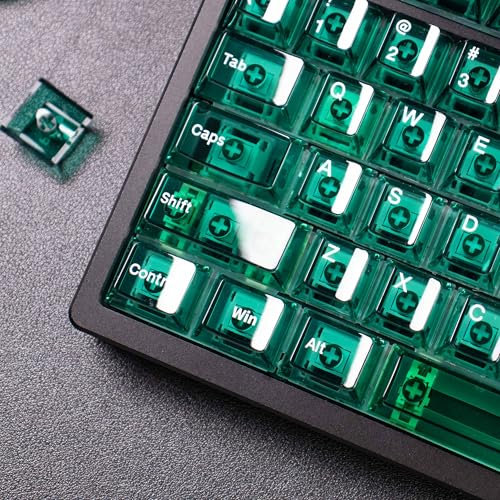 Grüne kristallklare Tastenkappen, 156 Tasten, transparente Kirschprofil-Tastenkappen, glänzende Tastaturkappen für 60% 65% 75% 100% MX-Schalter mechanische Tastatur