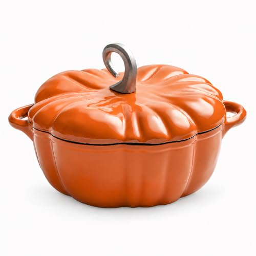 Zucca cocotte, zucca olandese forno pentola con coperchio, pentola di cottura in ghisa, pentola per zucca antiaderente, pentola per zuppa, pentola per stufato, 3-5, decorazione per Halloween