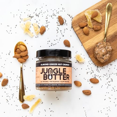 Jungle Butter Almond Ginger Nut Crunch - 2 Pack, Gut Friendly, Palm Oil Free, Vegan Friendly, Gluten Free.