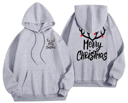oversize pullover damen warm, Weihnachten Kapuzenpullover Damen Warm Streetwear Bequemer Lose Pulli Weinachtspullies Weihnachts Druck Langarmshirts Weihnachtspullover Sportlich Winterpullover Hoody