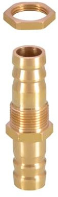 Brass Barbed Pipe Fitting Straight Connector Adapter Bulkhead Hose Barb 4mm 6mm 8mm 10mm 12mm 14mm 16mm 19mm IINKUEYK(12mm OD)