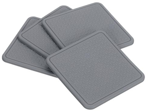 sourcing map Lot de 4 patins antidérapants pour meubles, patins de protection carrés en caoutchouc antidérapant de 8 cm, patins de protection de sol antidérapants pour lit, canapé, table (gris)