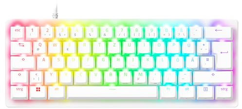 Razer Huntsman V3 Pro Mini - Analoge optische E-Sport Tastatur 60% Format - Snap Tap - Rapid Trigger - Mehrzweck Modifikator Tasten - Doubleshot-PBT-Tastenkappen - QWERTZ DE-Layout | Weiß