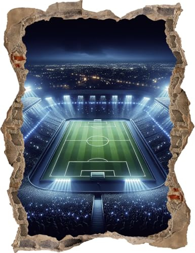Wandtattoo Fußballstadion Fußball Sport - verschiedene Rahmentypen DW000161 Farbe Brauner Stein Hochformat, Größe 60 cm x 78 cm