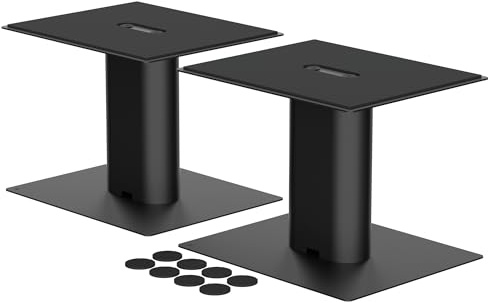 Suptek 7.9 x 6.5 Desktop Speaker Stands – Pair for Bookshelf & Desktop Speakers – 6.1 Height – Sturdy Base for Studio Monitors, PC, Gaming & Home Audio, Black, SDM003MB