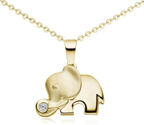 MATERIA by Matthias Wagner Elefant Kettenanhänger Silber 925 Schmuck Anhänger Zirkonia weiß + Box KA-99