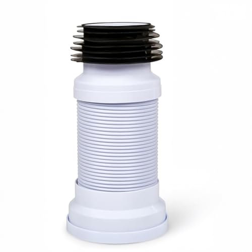 Tubo de conexión para inodoro, juego de conexión flexible, diámetro de conexión de 260 mm - 500 mm, color blanco, ajustable para tubo de desagüe de inodoro, sifón