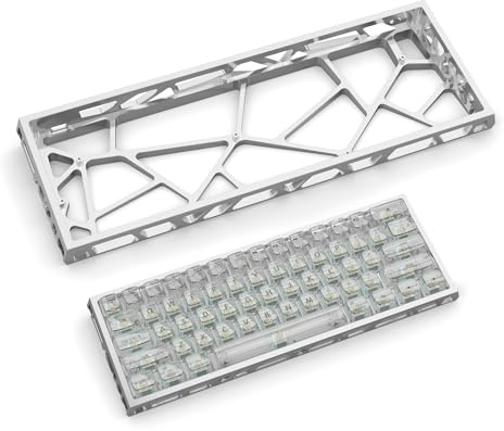 kutethy KY60 Hollow Out Aluminum Keyboard Case,60% Mechanical Keyboard Shell Custom Keyboard Barebones Compatible with Wooting60 Mad60 Win60 GH60 60HE (Silver)