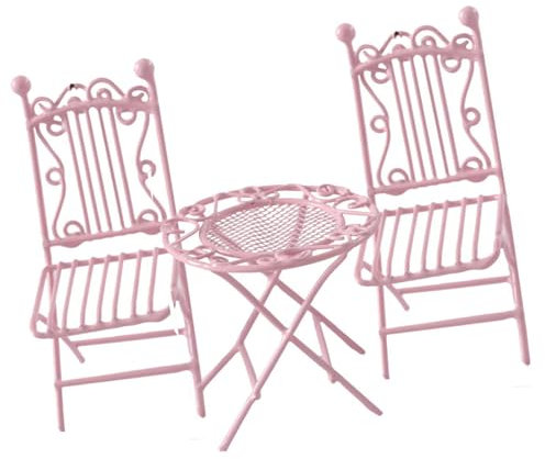 Decorative Iron Garden Table And Chair Set For Miniature Dollhouses Scene Display Accessory And Crafting Enthusiasts