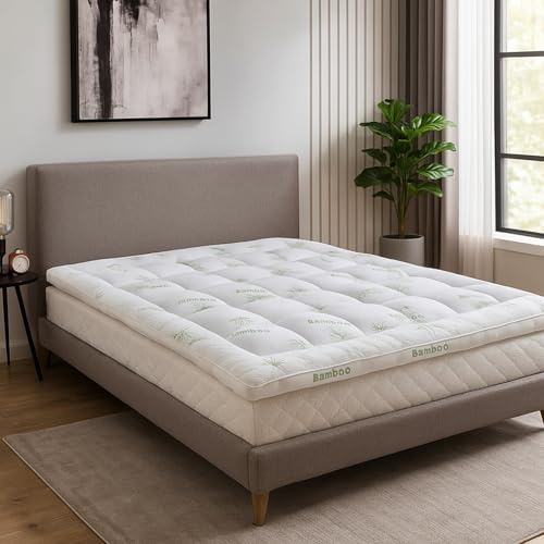 Surmatelas Bamboo | Tissu en Polyester Bambou | 7 cm de Confort | Microfibre, hypoallergénique (180x200 cm)