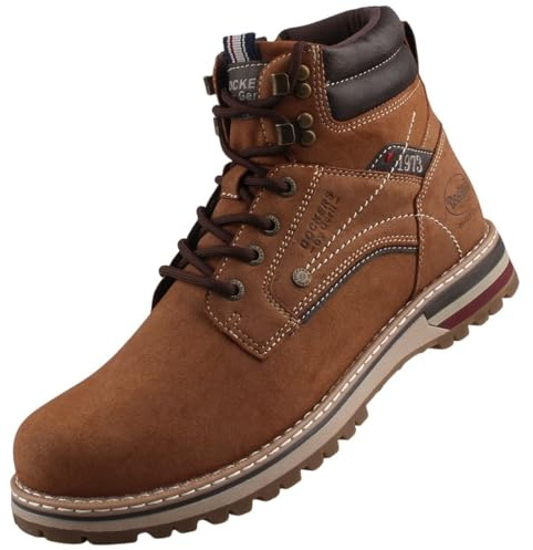 Dockers by Gerli Men's Classic Ankle Boots, Men's Ankle Boots, Interchangeable Footbed, Cognac, 9 UK