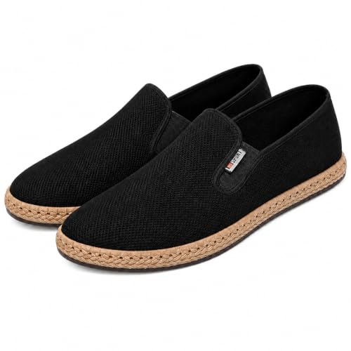 Mocasines Casuales para Hombre, Zapatos Ultra cómodos de Lona Transpirables sin Cordones con Puntera Ancha Zapatos de Ocio fáciles de Usar