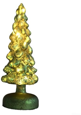 Desiumite Beleuchteter Glas-Weihnachtsbaum für festliche Tischdekoration, Akzent für Wärme zu Hause Urlaubsdekorationen (H)