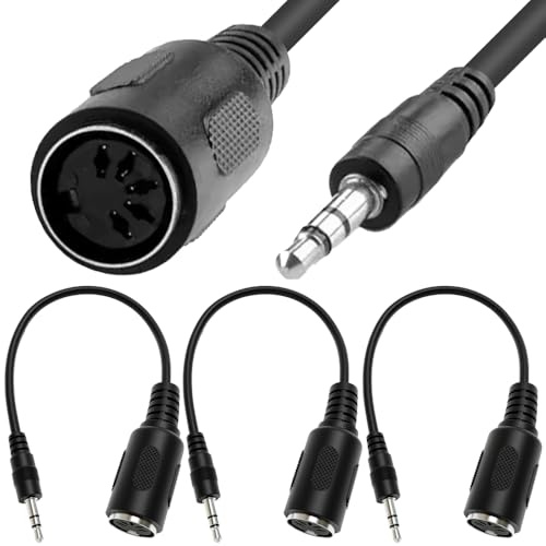 HAAMNING7 MIDI to 3.5mm Adapter Cable, 5Pin MIDI Female to 3.5mm TRS Stereo Male Audio Cable Cord per Amplifiers, HI-FI Sound Systems (3 Pack)