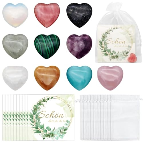 Glückssteine Zur Kommunion Und Hochzeit, Herz Steinen Als Gastgeschenk | Liefert Organzasäckchen Und Karten, Geeignet Als Mitgebsel Zur Kommunion, Taufe Und Hochzeit