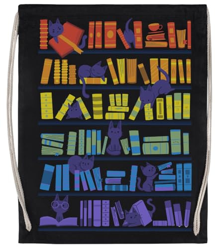 Bibliothekskätzchen Unisex Sporttasche Schwarz Gym Sack Unisex Sport Bag Black Gym Sack