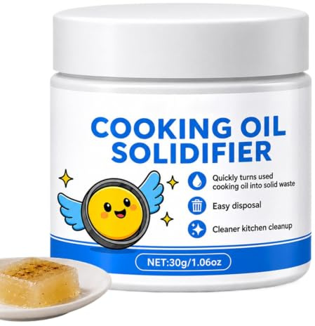 Oil Solidifier 30ml Kitchen Grease Solidifier Powder Fast Acting Cleaner | Natural Formula, Quickly Solidifies Cooking Oil, Easy Disposal for Deep Fryer, Pan, Oven, Grill, Stove, Home & Restaurant