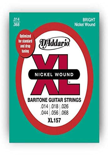 D'Addario XL157 XL Nickel Wound Baritone - Cuerdas para guitarra eléctrica (.014-.068)
