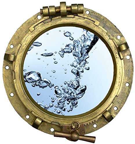 GRAZDesign Wandtattoo Badezimmer Bullauge Unterwasser | Wandsticker Wandaufkleber Bad, Tür, Fliesenaufkleber Klebefolie Waschmaschine Fliesen | maritime Deko - 43x40cm
