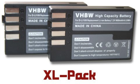 vhbw 2X Akku kompatibel mit Pentax KP, K-P, KR, K-R, K-2, K70, K2, K-70, K-S1, KS1, K-S2 Kamera (900 mAh, 7,2 V, Li-Ion)
