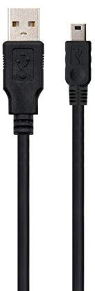 Ewent Cavo USB 2.0 Tipo A/Maschio a B/Mini, Ricarica e Sincronizzazione per Navigatori, Fotocamere Digitali, Mp3, Doppia Schermatura AWG 28 in Rame, 1,8m, Nero