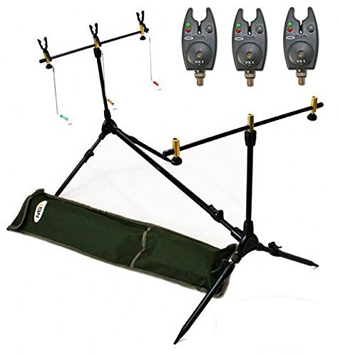 Rod Pod Rutenhalter inkl. Bissanzeiger für 3 Ruten und Tasche inklusive Hängebissanzeiger