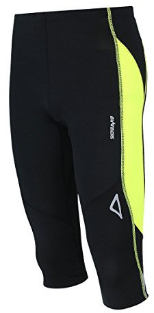 Airtracks FUNKTIONS Laufhose 3/4 LANG PRO AIR/Running Hose/Tight/Kompression/Reflektoren - XXL - schwarz-neon