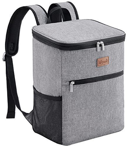 Lifewit Cooler Backpack Insulated Cool Bag Large Capacity Lunch Bag, Soft Cooler Lunch Box Soft-Sided Cooling Bag Backpack for Beach/Picnic/Camping/BBQ, Grey
