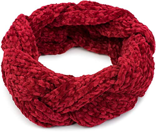styleBREAKER Damen Chenille Strick Stirnband geflochten, warmes Winter Haarband, Headband 04026032, Farbe:Rot