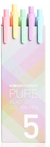 czxwyst KACO Soft Touch Retractable Gel Ink Pens 0.5mm Fine Point (Macaron Colors 5-Pack Colored Ink)