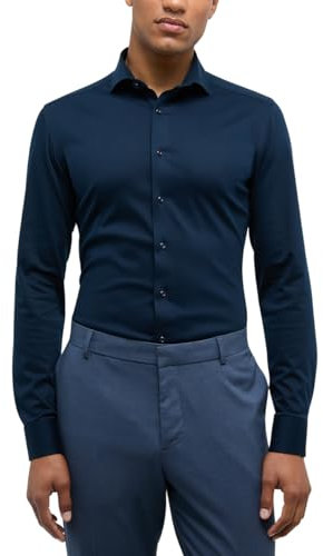 ETERNA Slim Fit 1863 Hemd Langarm Haifischkragen Jersey Nachtblau
