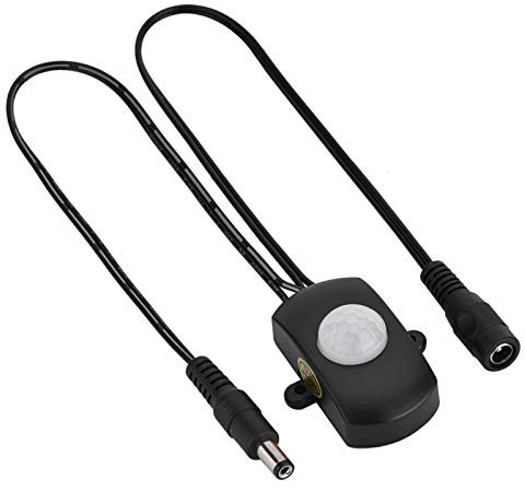 PIR Motion Sensor 5A DC 6-24V LED Mini Automatic Infrared Motion Sensor Detector for Corridors, Bathrooms, Basements, Warehouses, Garages(black)