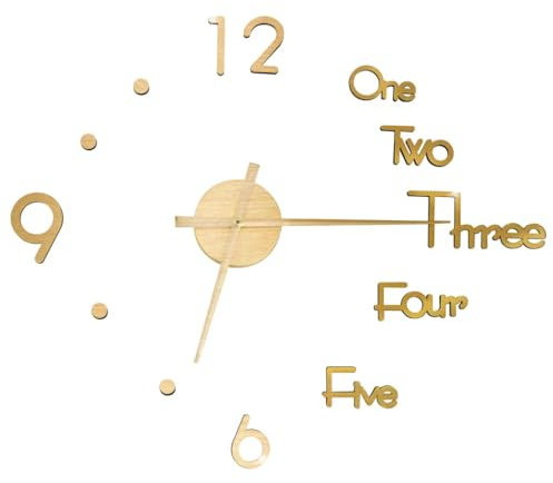 vidaXL 3D Wanduhr Modernes Design Extragroß Dekorativ Deko Wand Uhr Wandtattoo Dekoration Wohnzimmer Analoguhr DIY Eva Golden 100cm XXL