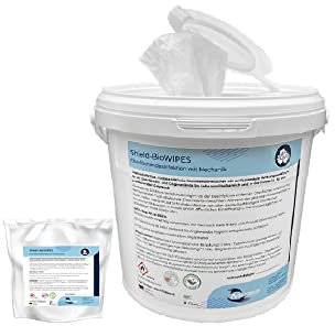 Blanc HYGIENIC Desinfektionsmitteltücher im Eimer – 700 gebrauchsfertige Desinfektionstücher für Oberflächen, Desinfektion alkoholisch, Set mit 1x Eimer & 5x Rollen mit je 140 Tüchern