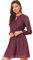 Allegra K Damenkleid mit Kropfband und V-Ausschnitt im Vintage-Stil, Goldfarbene Sternchen mit Metallic-Glanz, A-Linie, Burgunder, X-Groß