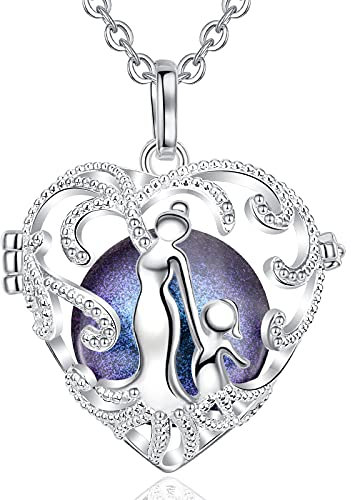 AEONSLOVE Bola Grossesse Collier Bola de Grossesse avec Chaine Pendentif Appeleur d'Ange pour Maman Fille Amie Bijoux Femme Chaîne 114cm