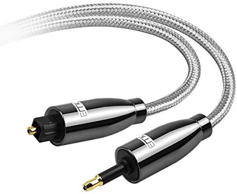 EMK Optical Audio Cable, Digital Sound Toslink zum Mini -Toslink Kabel 3.5 SPDIF Kabel-Optikkabel [nicht eins 3,5mm-Aux Kabel] Optisches Audiokabel (Gerade Mini-Toslink Weiß, 1,5M)