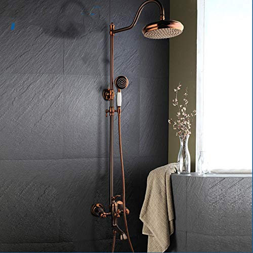 Classic Luxury Rose Gold Plated Bathroom Rain Shower Set Finished Luxury Wall Mounted Bath Shower Faucet Copper