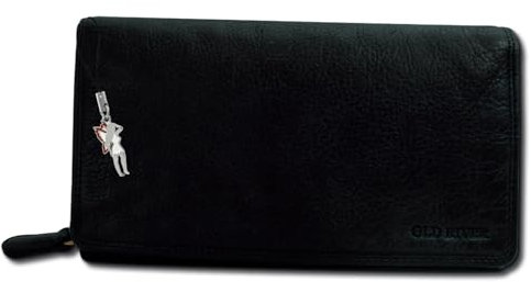 Old River Kellnerbörse Portemonnaie Geldbörse schwarz Leder 19x4,5x11,5cm OPD410S Leder Portemonnaie