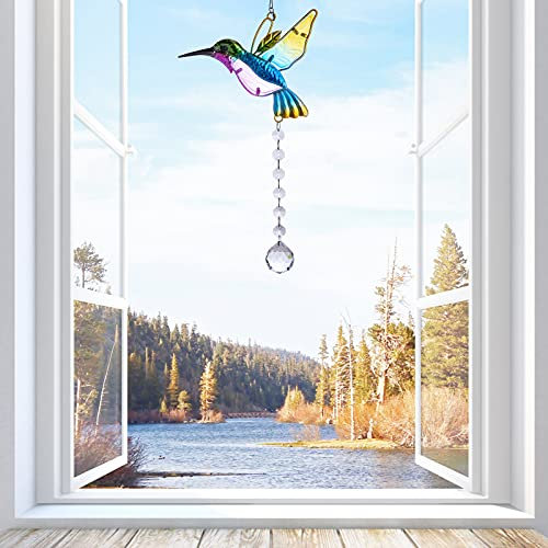 Sonnenfänger Kristall Fenster Hanging, Kolibri Anhänger Suncatcher Regenbogen Maker für Haus Garten Weihnachten Hochzeit Dekoration, Geschenke für Frauen Mädchen Vogelliebhaber