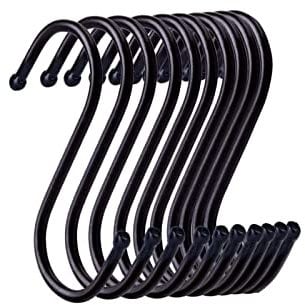 Yesmin 10 Pack in S Shaped Hooks Hanging Hooks Hangers for Bathroom, Bedroom, Office and Kitchen(Black & Medium)
