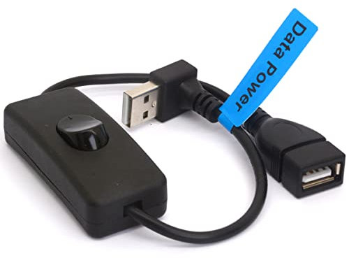 HTGuoji Cavo di prolunga USB ad angolo di 90 gradi con interruttore ON/OFF Supporto dati e alimentazione compatibile per cuffie USB, lampada (su)