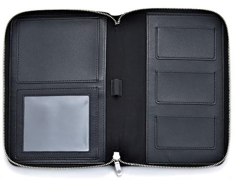 JUBELIST Wallet Mama Organizer, Mutterpasshülle und Tasche für U-Heft und Dokumente wie Baby Impfausweis, Reisepass, Ultraschallbilder, Hülle Mutterpass (schwarz Silver Edition)