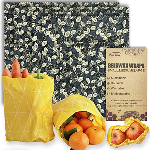 Involucri riutilizzabili in cera d'api per alimenti - (6 confezioni, 3 misure S, M, L) Senza plastica e silicone, involucro ecologico, carta cerata per alimenti,Leaves