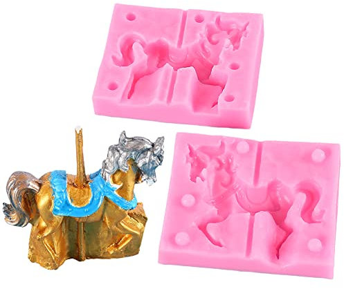 TOPBSFARNY Moule en silicone 3D en forme de cheval pour fondant, décoration de gâteaux de cuisine, outils de pâtisserie, moules à chocolats