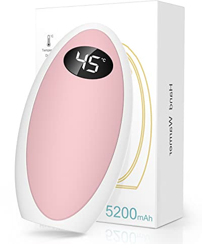 Jonwall Handwärmer Wiederaufladbar, 5200mAh USB-C Wiederverwendbare Handwärmer Tragbarer Elektrischer Taschenwärmer/Powerbank, Doppelseitige Heizung Handwärmer Tolles Geschenk für Frauen Männer Rosa